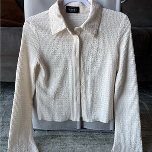 Cider Off-White Textured Button Down Shirt
